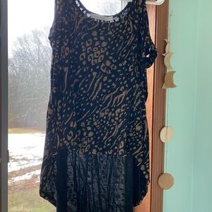 MINKPINK Black Top with Tan Animal Motif